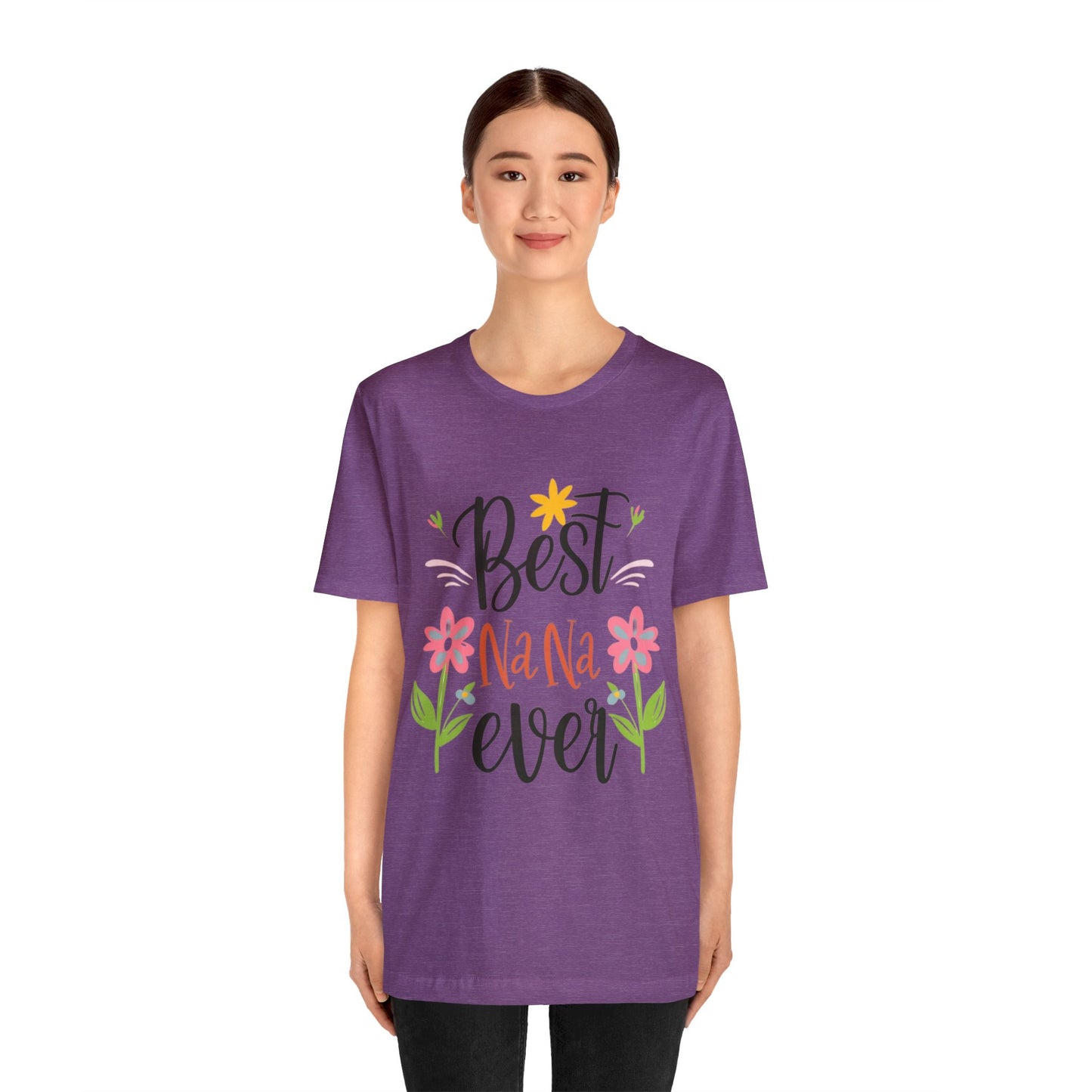 Best Nana Ever Unisex T-shirt with Flower Design, Quality Cotton T-Shirt
