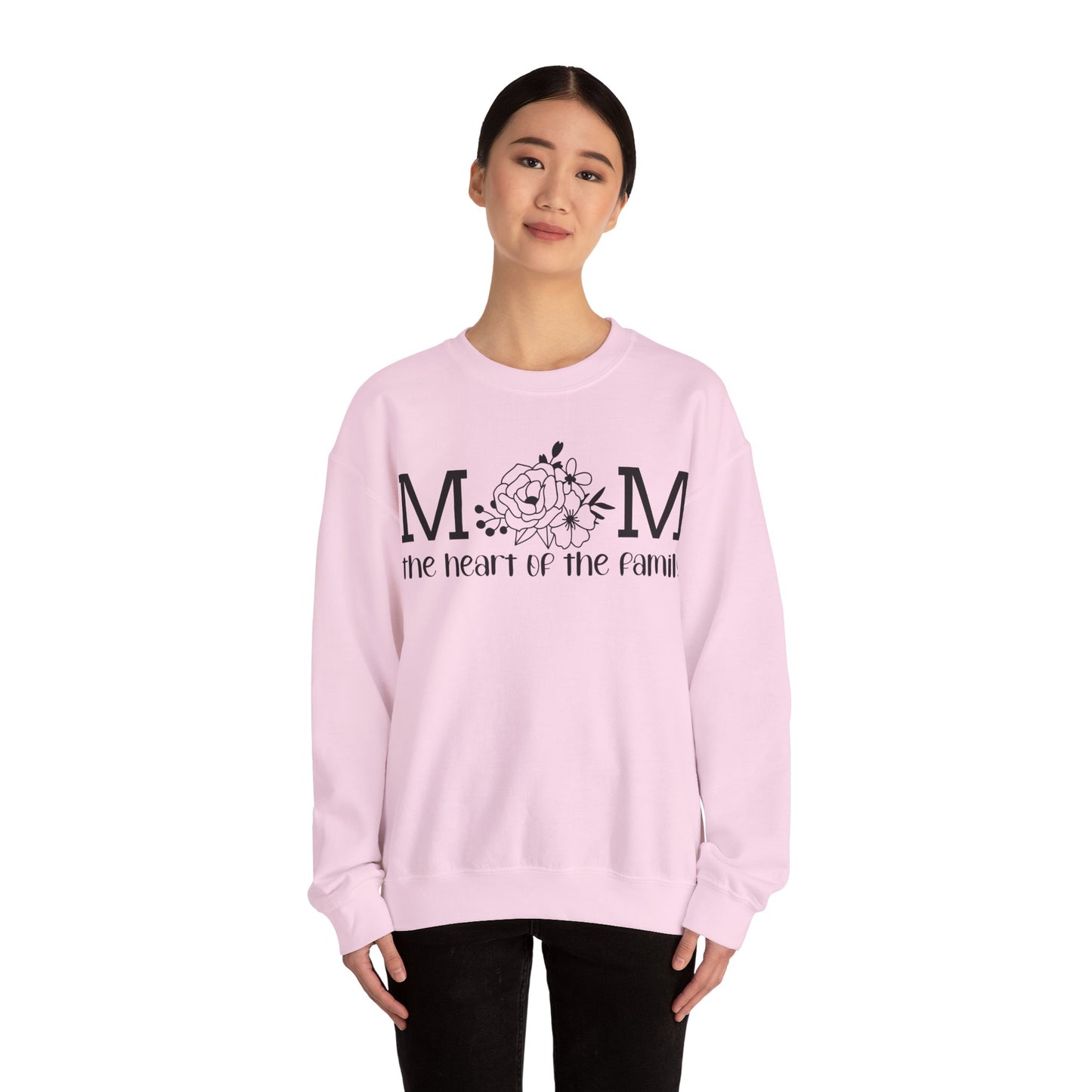 Mom The Heart of The Family Unisex Heavy Blend™ Crewneck Sweatshirt