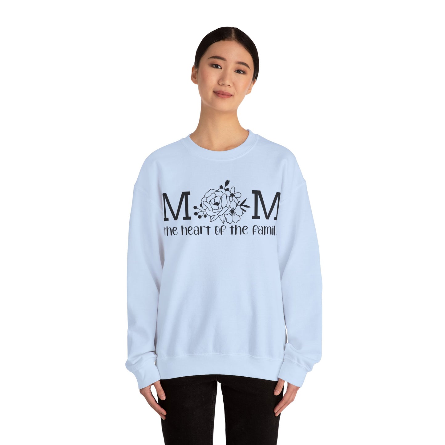 Mom The Heart of The Family Unisex Heavy Blend™ Crewneck Sweatshirt