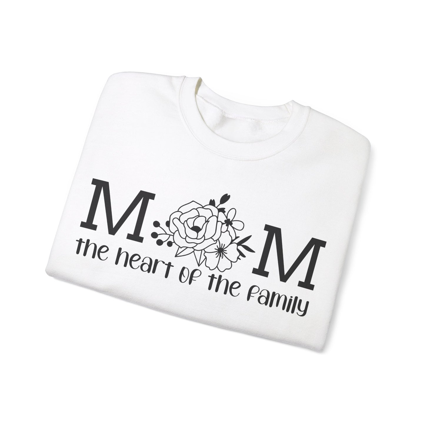 Mom The Heart of The Family Unisex Heavy Blend™ Crewneck Sweatshirt
