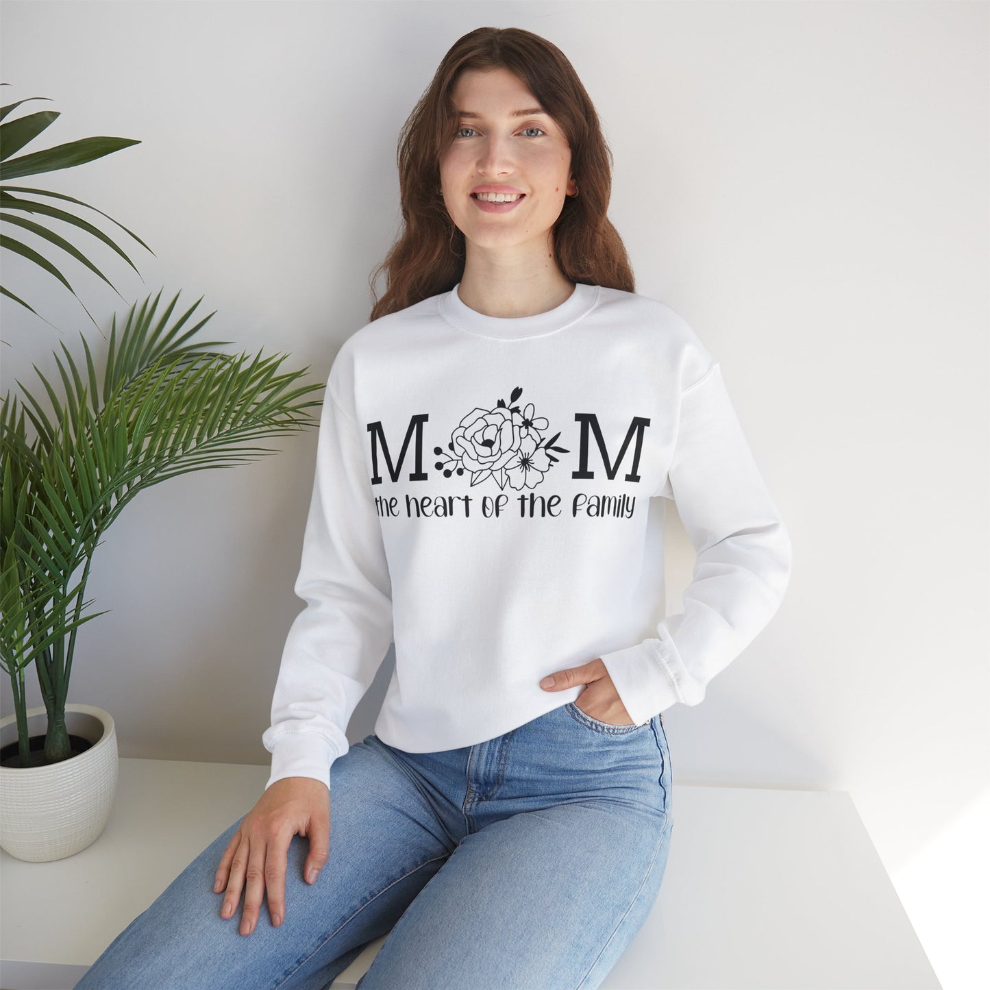Mom The Heart of The Family Unisex Heavy Blend™ Crewneck Sweatshirt