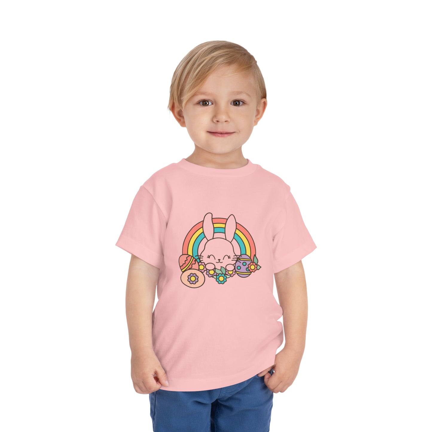 Happy Easter Rainbow Bunny - Toddler Short Sleeve Tee