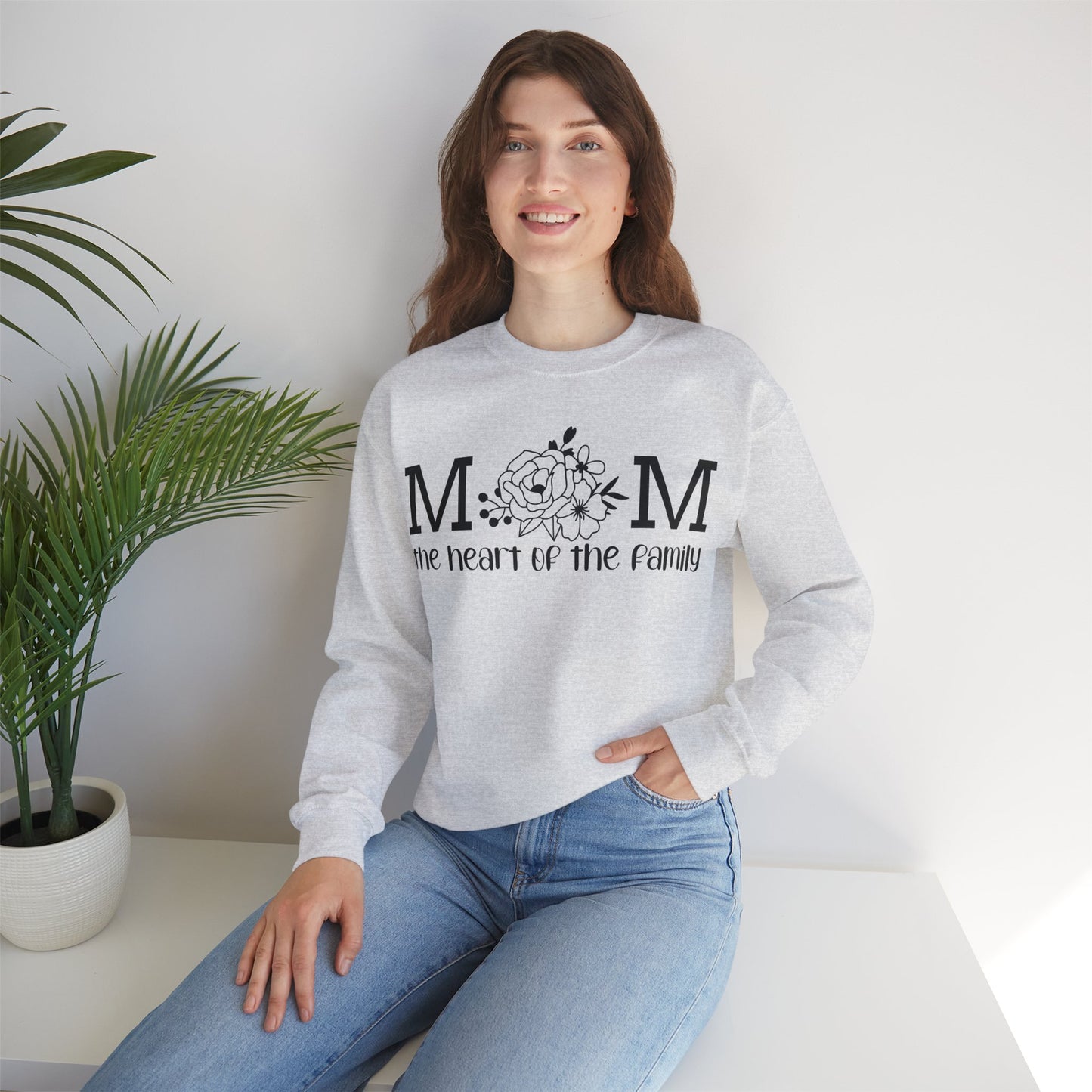 Mom The Heart of The Family Unisex Heavy Blend™ Crewneck Sweatshirt