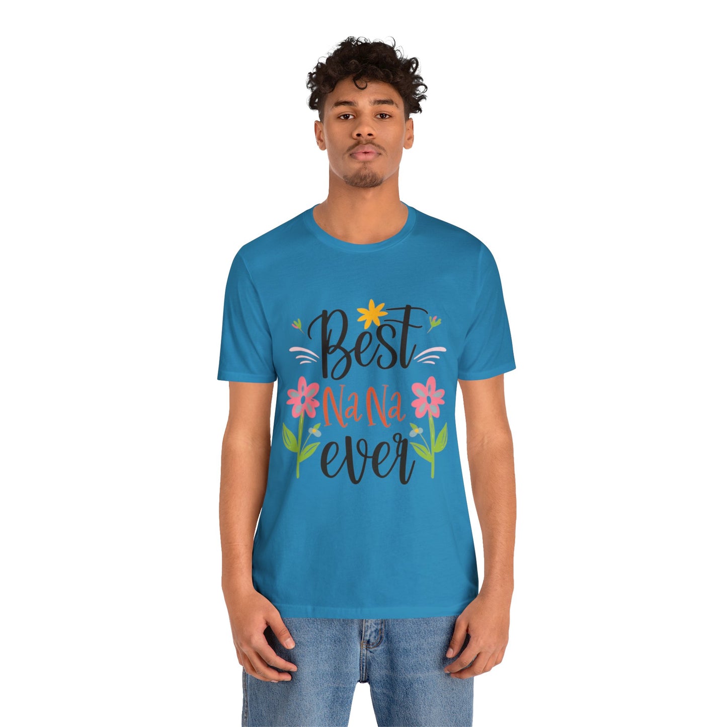 Best Nana Ever Unisex T-shirt with Flower Design, Quality Cotton T-Shirt
