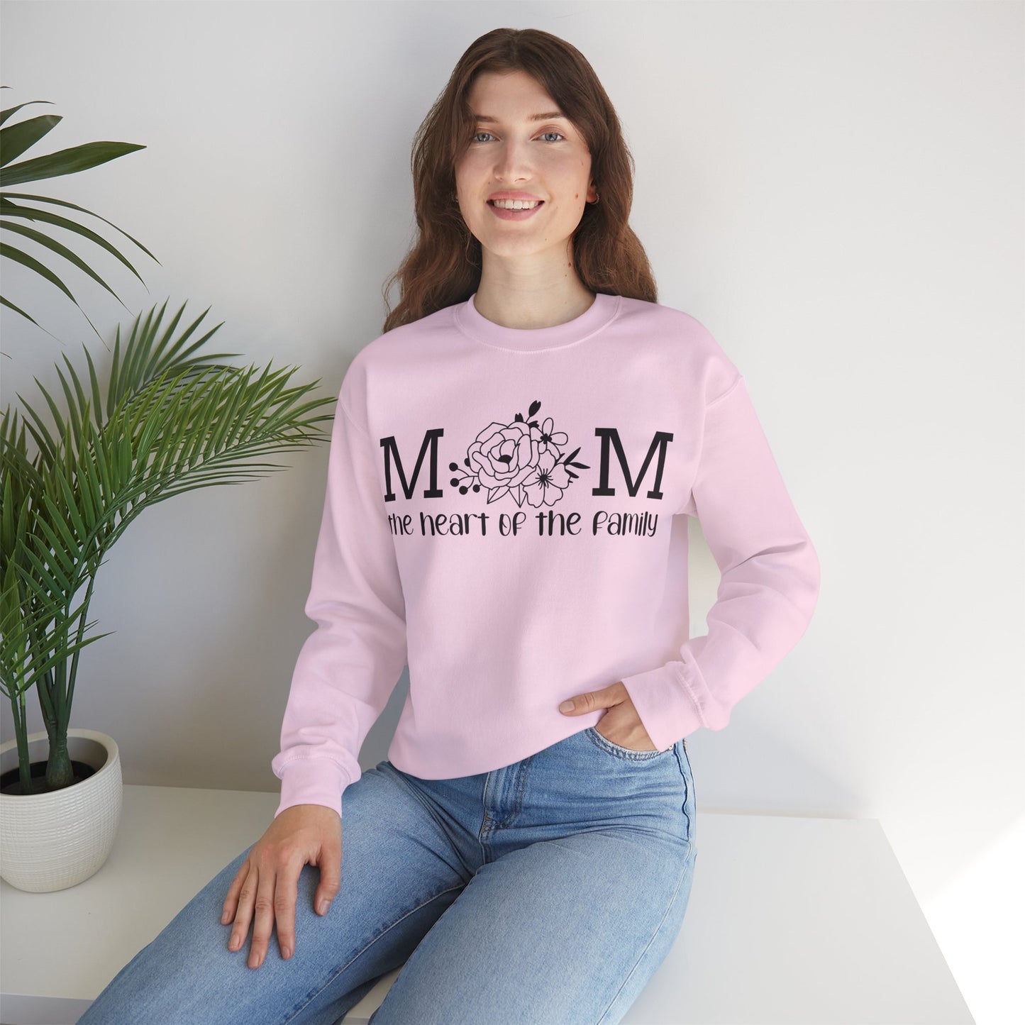 Mom The Heart of The Family Unisex Heavy Blend™ Crewneck Sweatshirt
