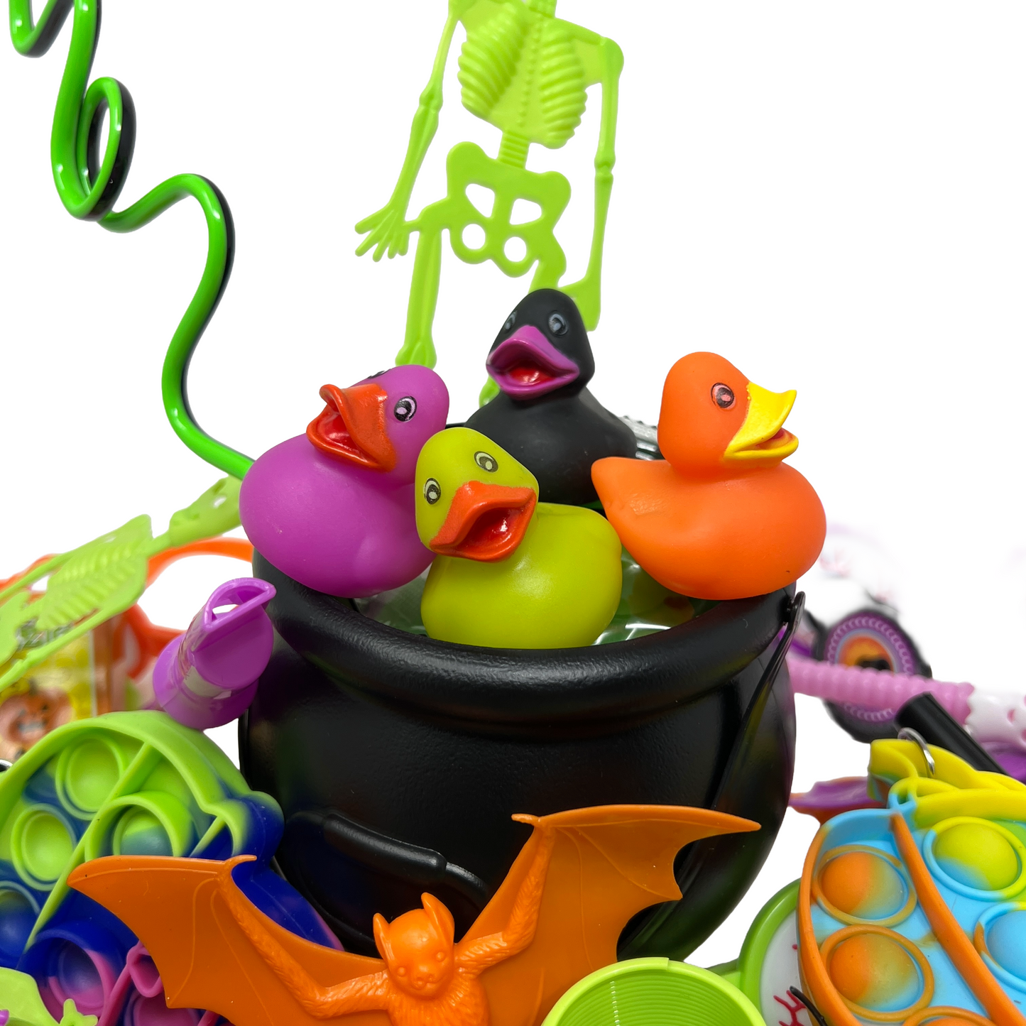 Ultimate Halloween Party Favors Bulk Pack - 150 Piece Assorted Spooky Novelty Toys, Fidget Poppers, Slime, Ducks & More for Kids' Trick-or-Treat Goodie Bags