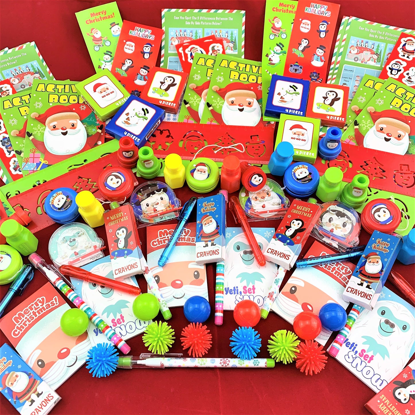 Christmas Holiday Novelty Stocking Stuffer Bundle, Activity Kits, 96 Pcs