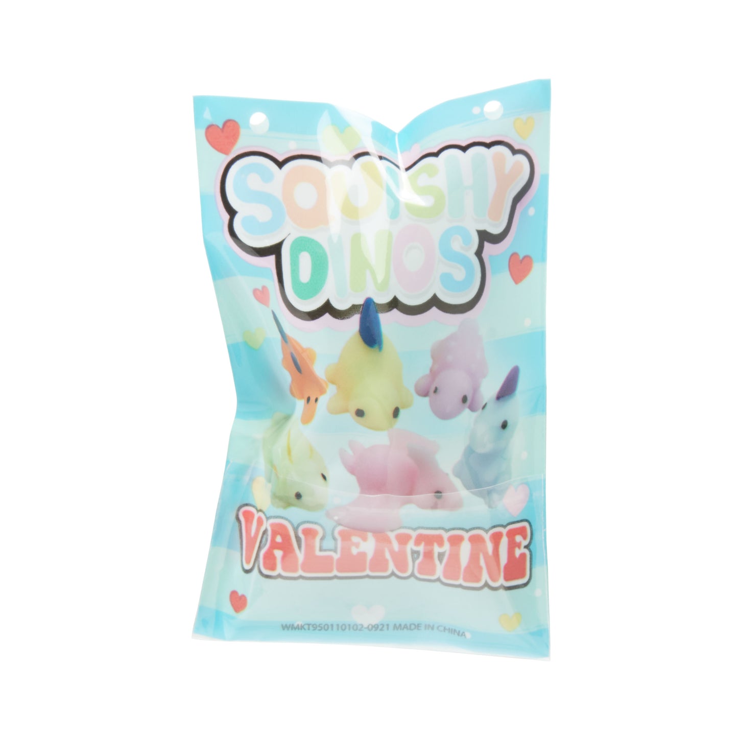 Cheep N Cheerful Valentine Dino Squishes 12ct with Heart Basket, Deluxe Valentine Party Favors, Kids Valentines