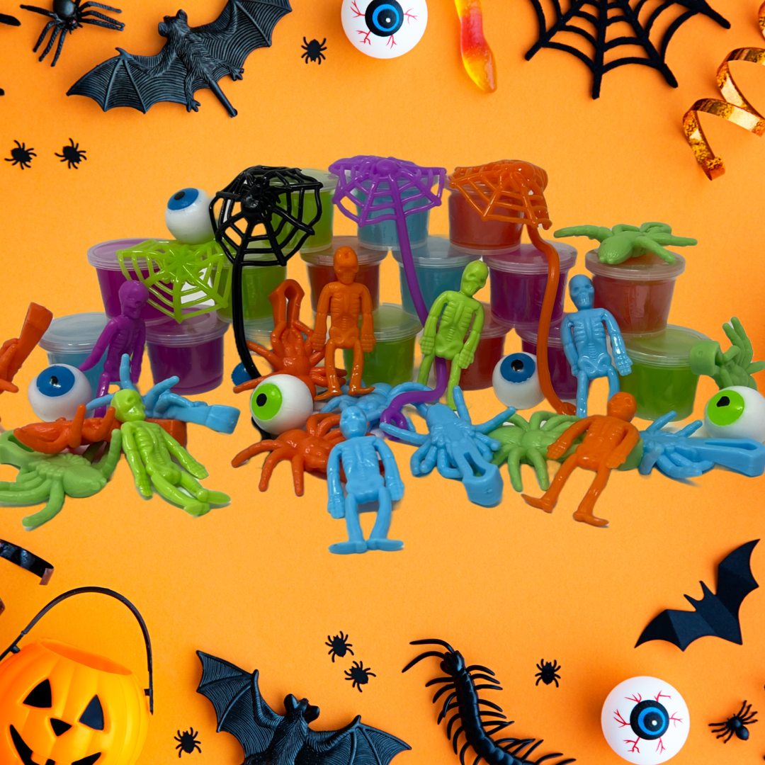 Halloween Sticky Toys Assortment Value Bundle, Novelty Prizes, 104 Pcs