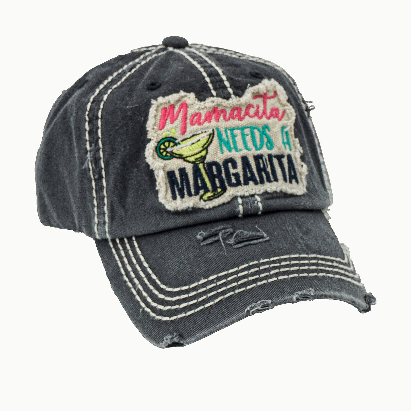 Distressed black "Mamacita Needs a Margarita" Cap with Summer Vibes Only Tumbler and Flamingo Floatie, Giftable, Summer Accessories