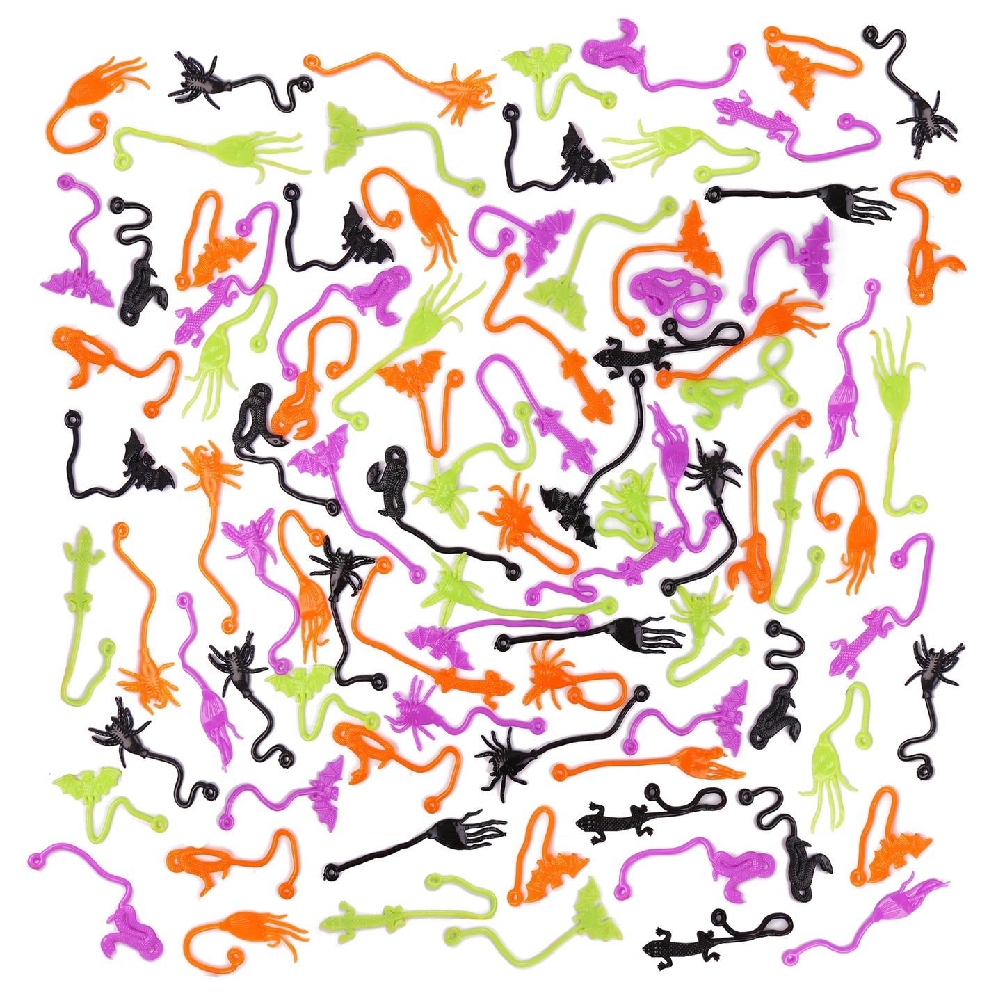 Halloween Jumbo Sticky Assortment Bulk Value Bundle, Large Sticky Spiders, Bats, Snakes, 150 Pcs