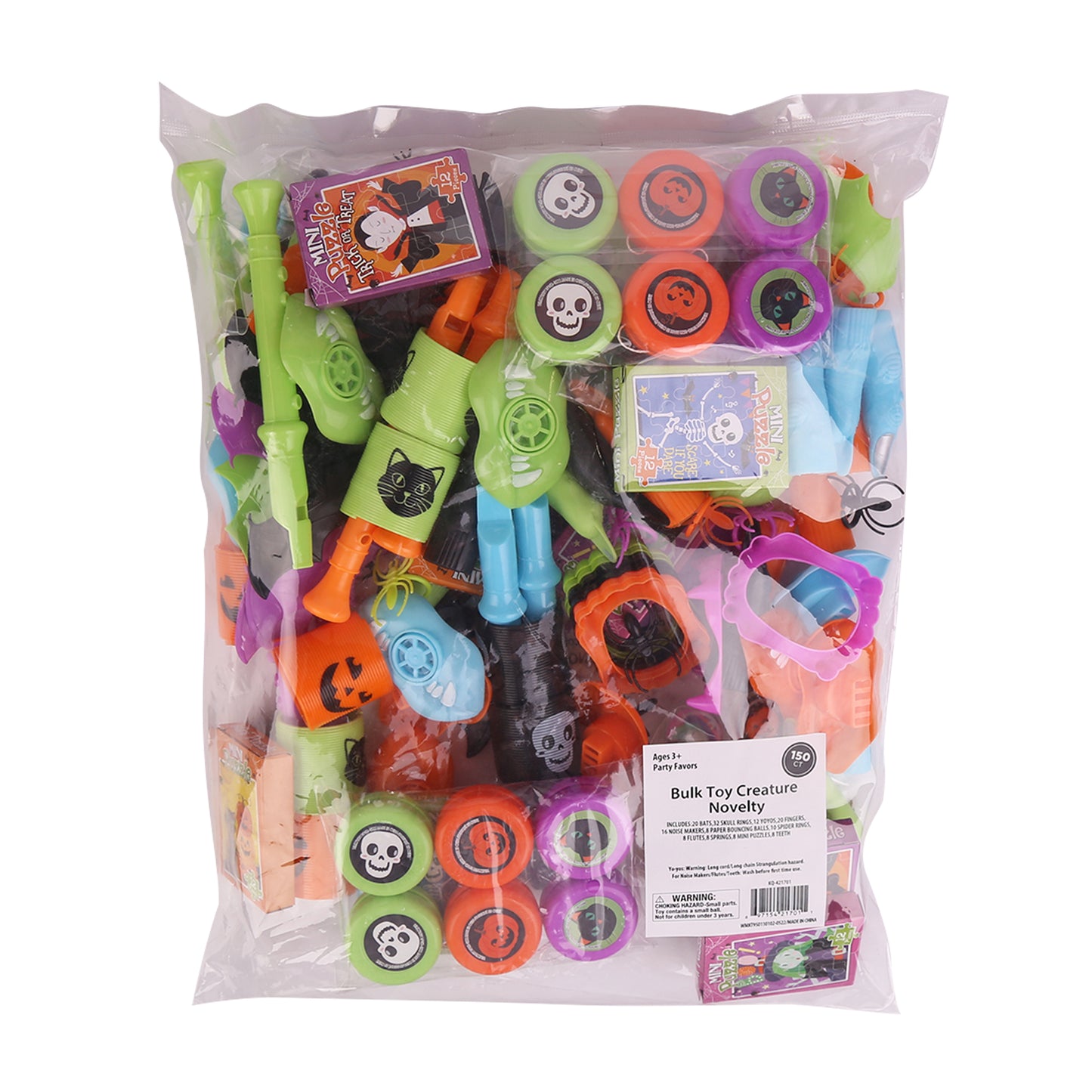 Halloween Novelty Creature Toy Assortment Value Bundle, Halloween Party Favors, 150 pcs