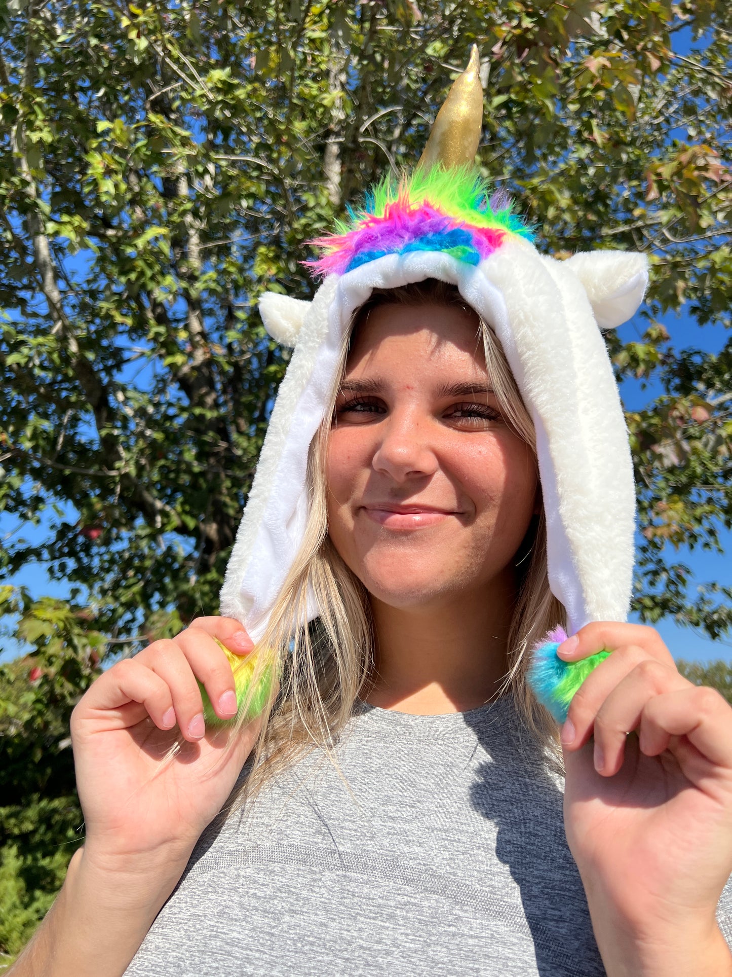 Light Up Unicorn Hood - Faux Fur Unicorn Hat with Light Up Function