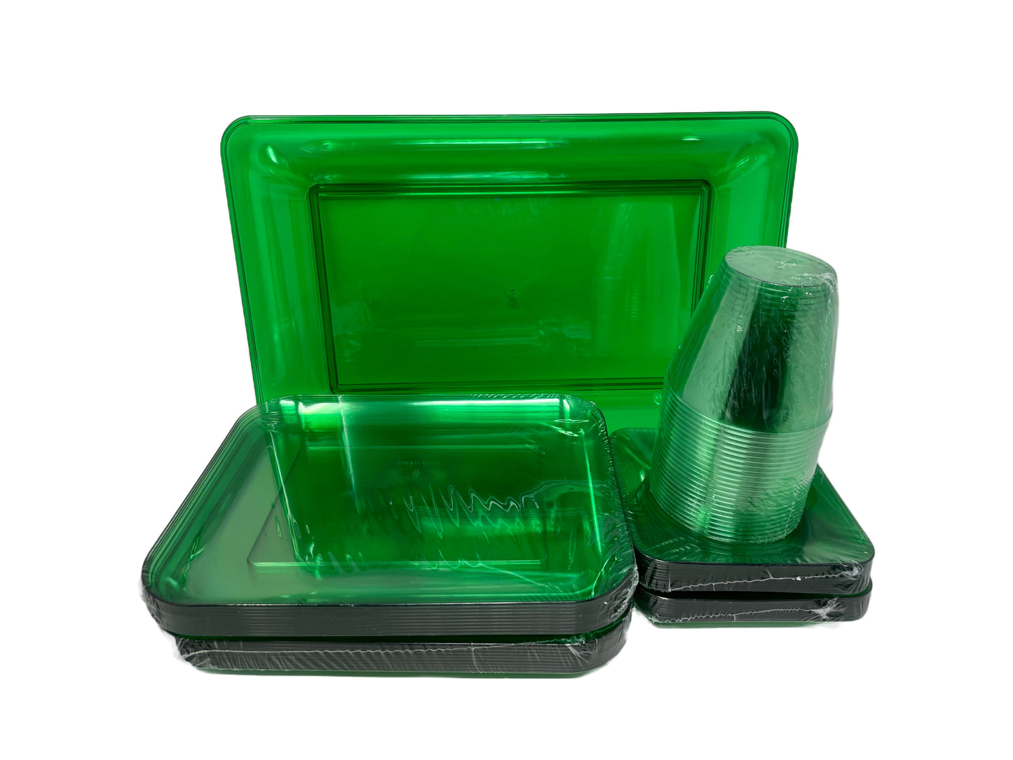 Christmas Green Translucent Partyware Set, Serves Up To 20, 90 Pcs
