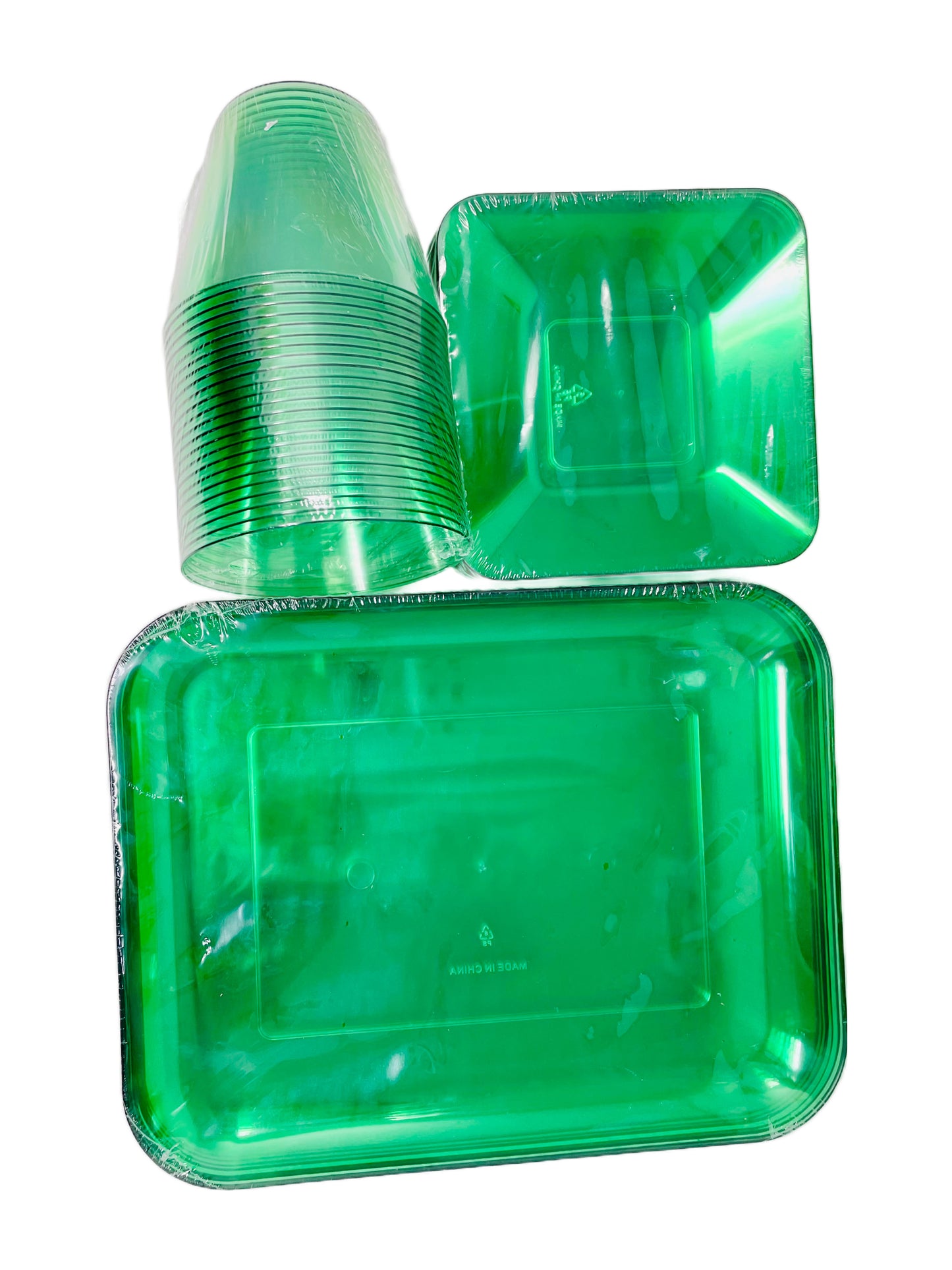 Christmas Green Translucent Partyware Set, Serves Up To 20, 90 Pcs