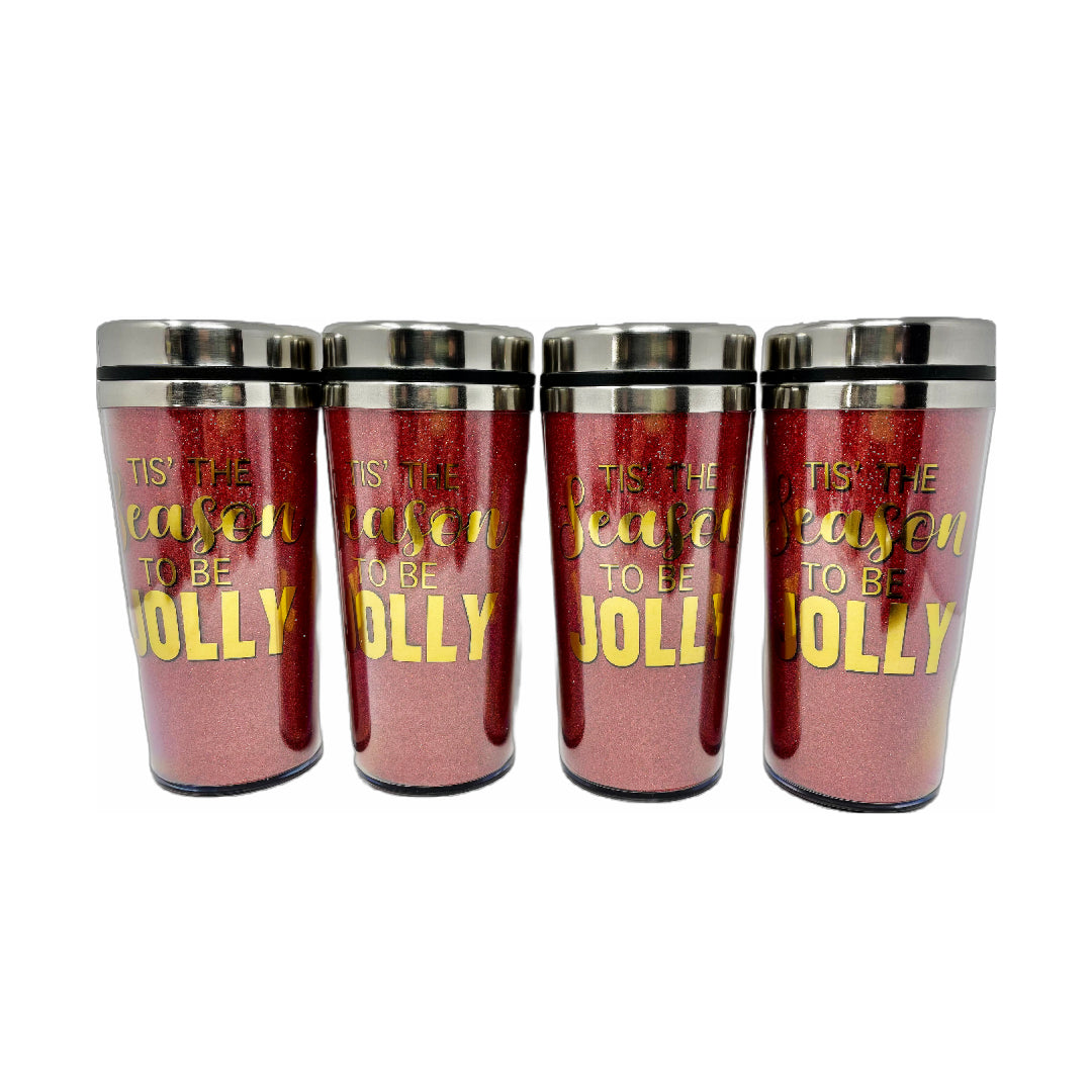 "Tis the Season to be Jolly" Coffee Tumbler 4 - Pack