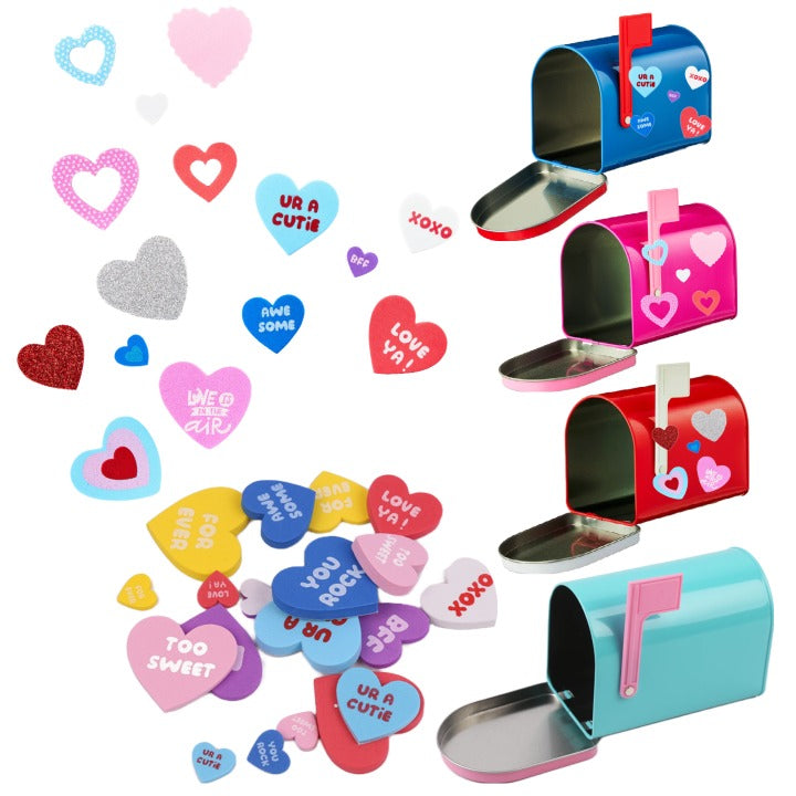 Cheep N Cheerful 4-Pack Valentine Mailbox Craft Kits, Foam