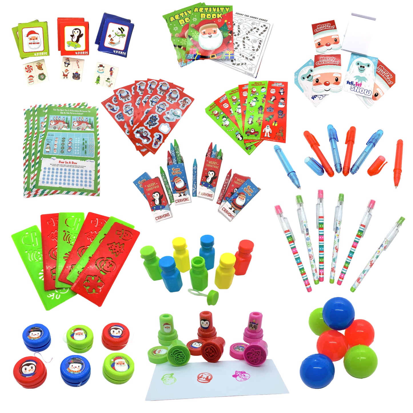 Christmas Holiday Novelty Stocking Stuffer Bundle, Activity Kits, 96 Pcs