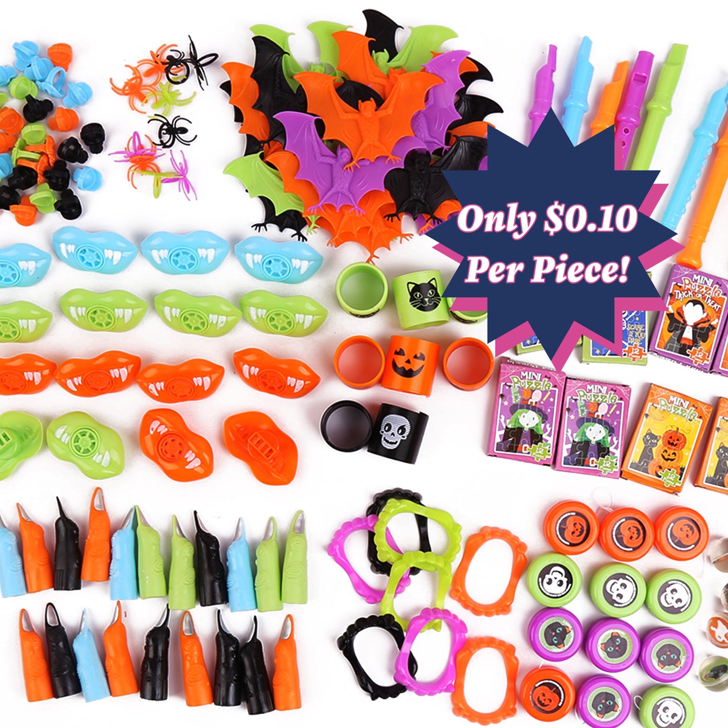 Halloween Novelty Creature Toy Assortment Value Bundle, Halloween Party Favors, 150 pcs