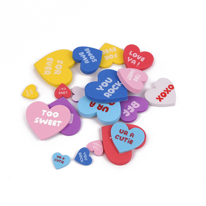 Cheep N Cheerful Valentines Day Craft Set, 30 Foam Hearts, 80 Foam Heart Stickers, Valentine's Day Party Décor, 110 Pcs