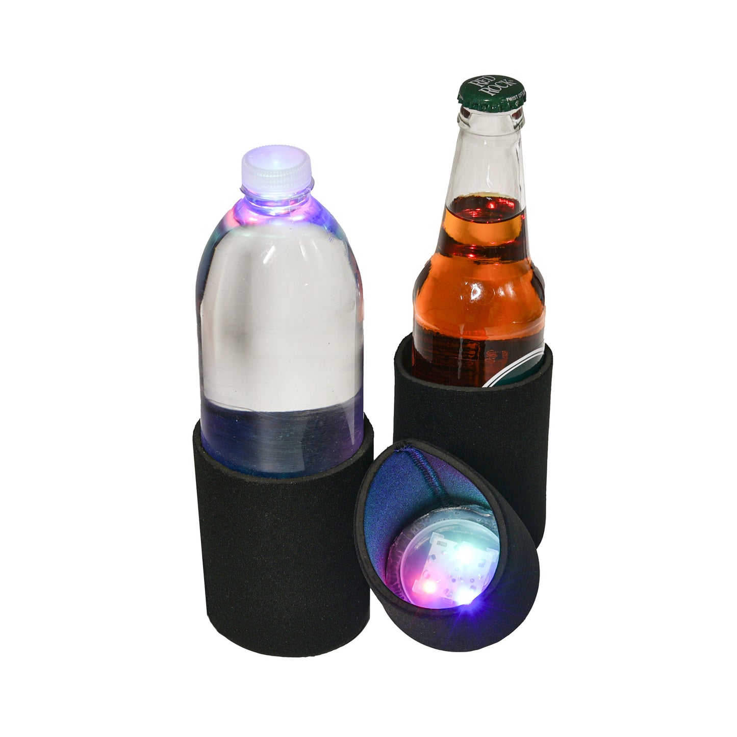 Bulk Blank Foam Light Up Drink Sleeve Multi-Pack, Black Light Up Can Coolers for Vinyl Projects, 12-Pack