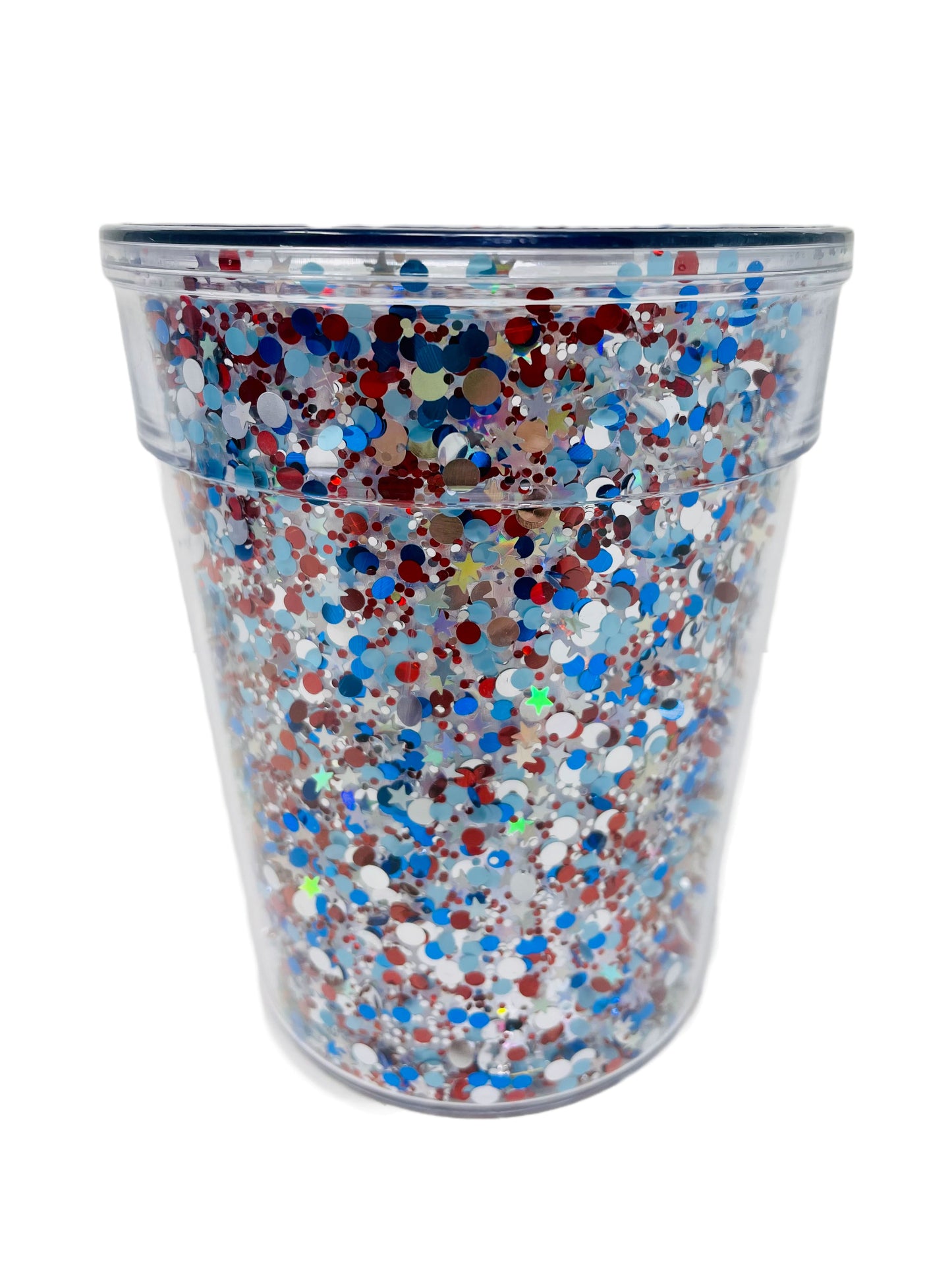 Patriotic Stadium Tumbler, Glitter Infused Double Wall Plastic Tumbler 4 Pack