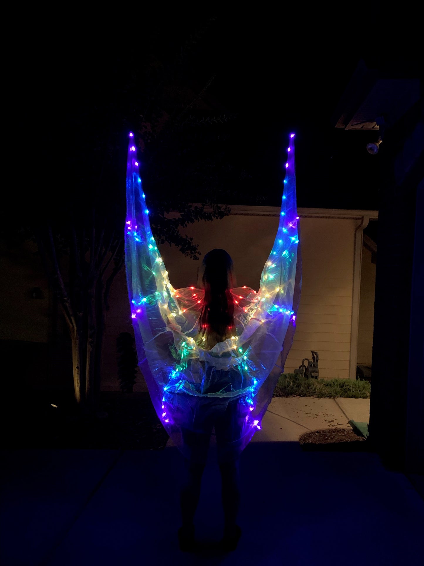Light Up Angel Wings with Telescopic Wands, Belly Dance Wings, Festival Costume Accessory, Light Up Costumes