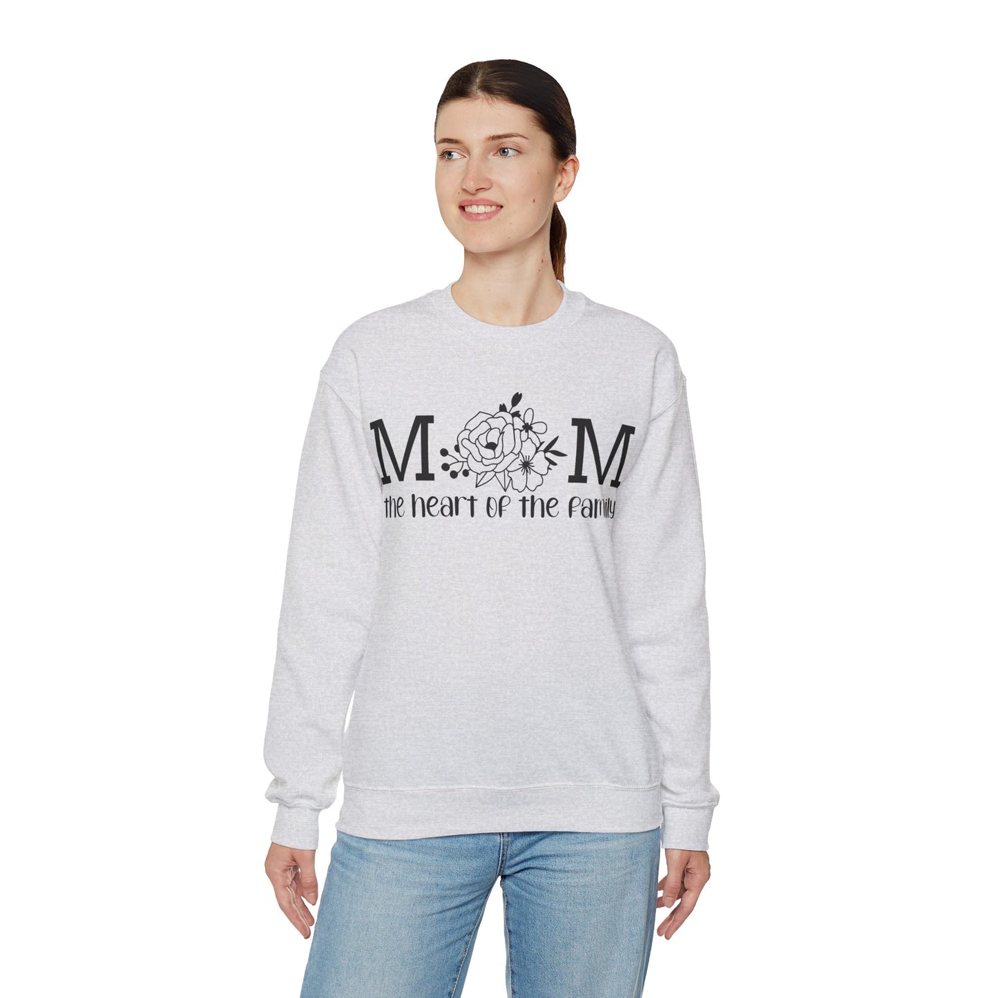 Mom The Heart of The Family Unisex Heavy Blend™ Crewneck Sweatshirt