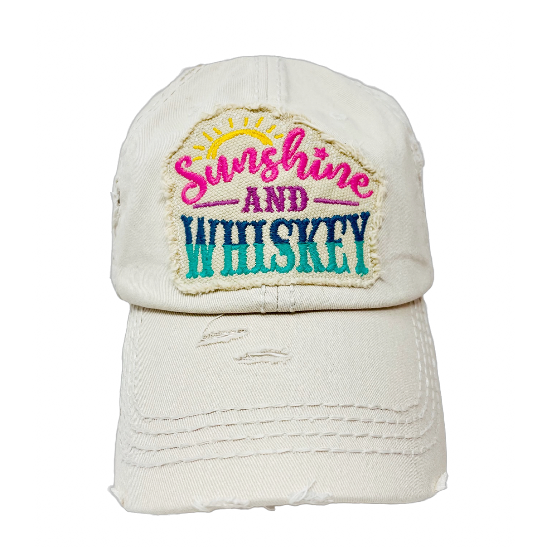 Sunshine and Whiskey Distressed Hat and Flask Giftable