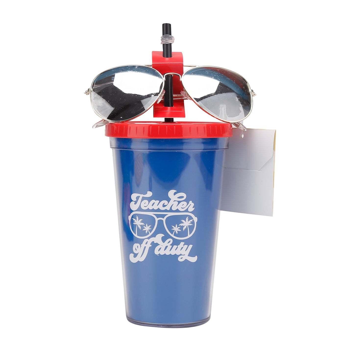 "Teacher Off Duty" Tumbler with AVIATOR Sunglasses