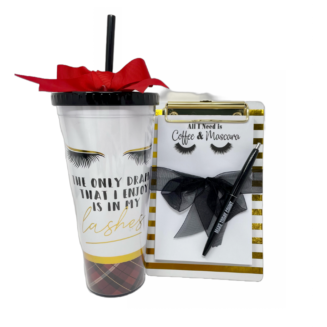 Lashes Tumbler and Notepad Giftable