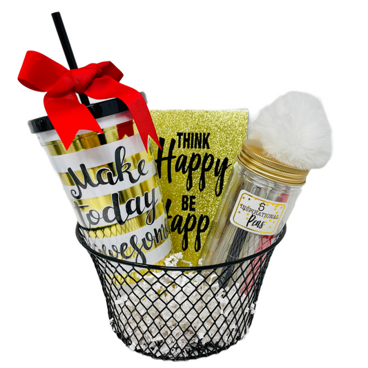 Think Happy Be Happy Gift Basket Bundle