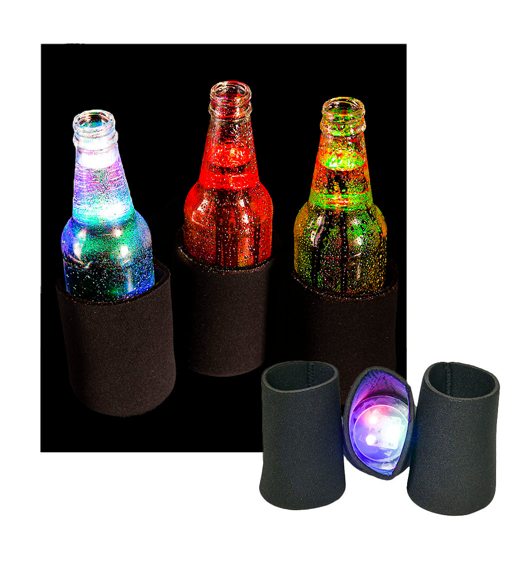 Bulk Blank Foam Light Up Drink Sleeve Multi-Pack, Black Light Up Can Coolers for Vinyl Projects, 12-Pack