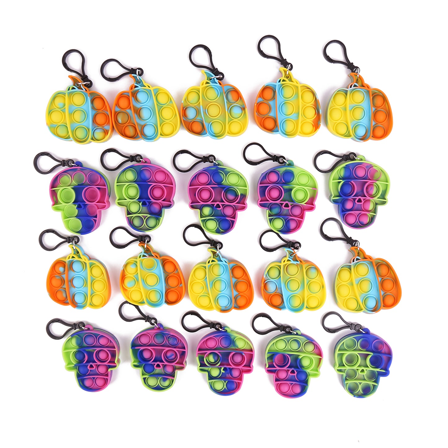 Halloween Popper Fidget Key Chains, Multicolor Skull and Pumpkin  Popper Fidget Toys, 20 Ct.
