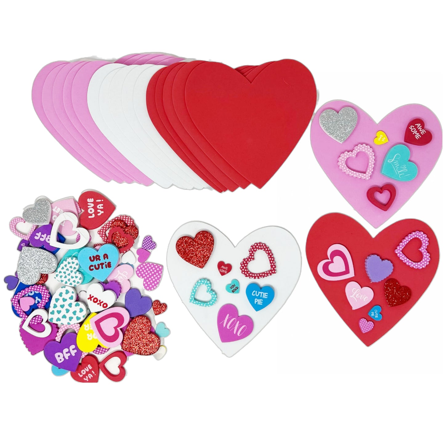 Cheep N Cheerful Valentines Day Craft Set, 30 Foam Hearts, 80 Foam Hea –  Cheepncheerful