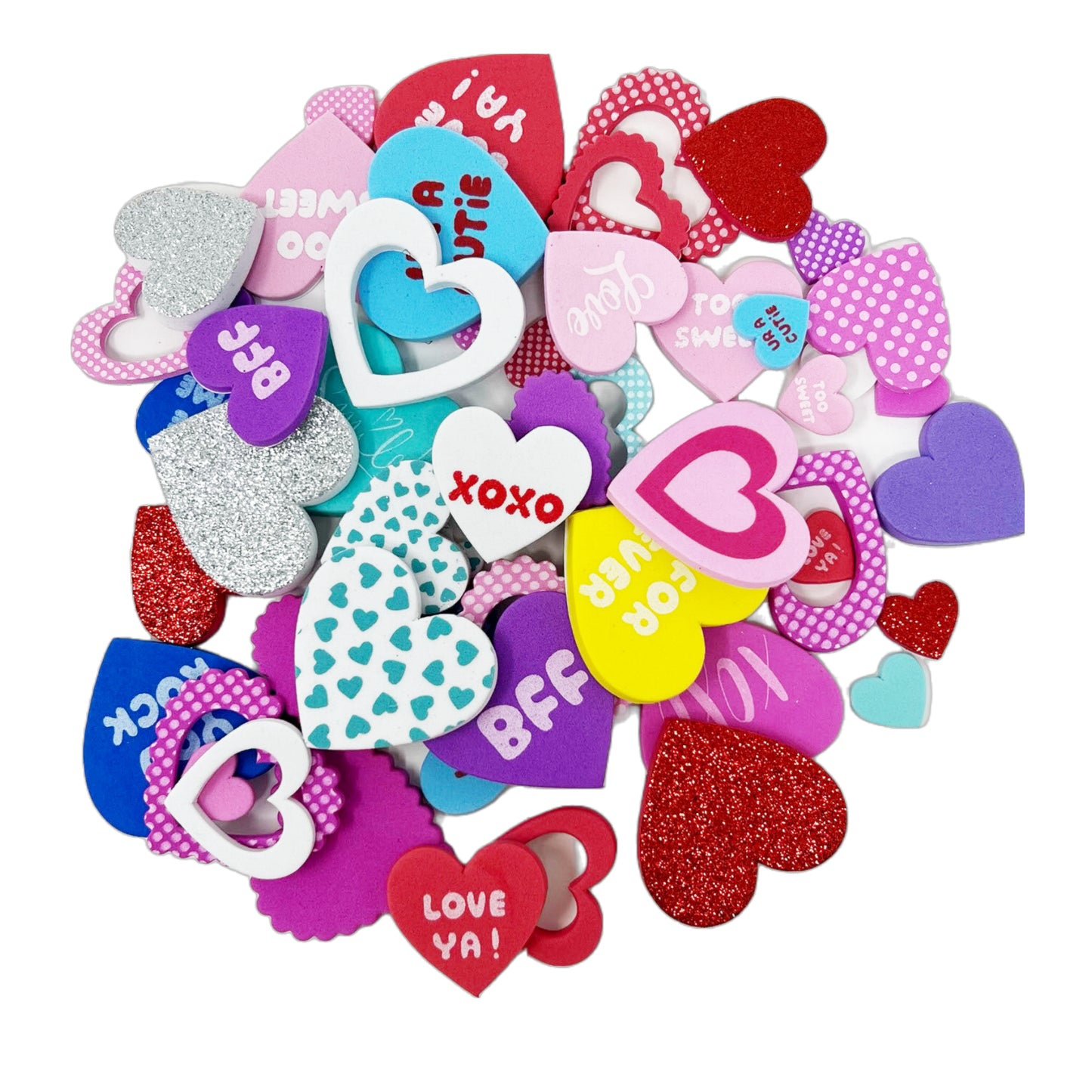 Cheep N Cheerful Valentines Day Craft Set, 30 Foam Hearts, 80 Foam Heart Stickers, Valentine's Day Party Décor, 110 Pcs