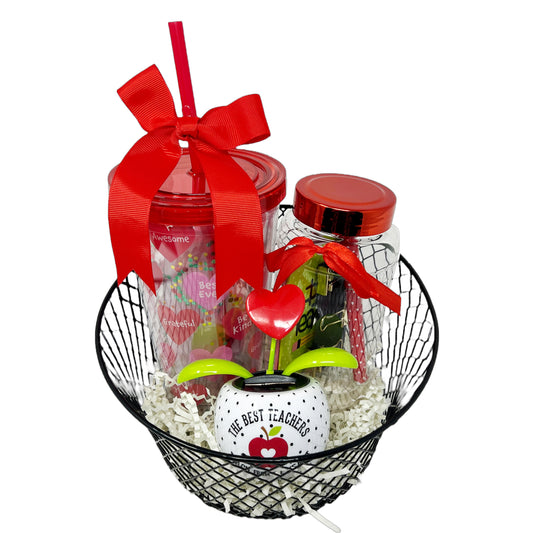 Cheep N Cheerful Valentines Day Teacher Gift Set, Tumbler, Solar Flower, Stationary Set, 10 pcs