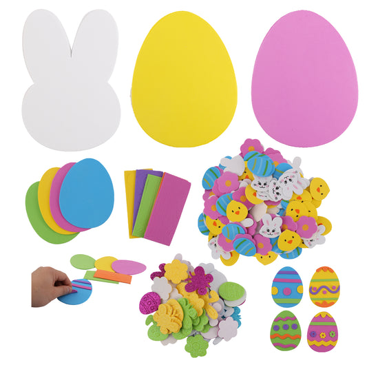 Cheep N Cheerful 159 Pieces Foam Easter Craft Set, Fun Foam Easter Craft Set - 159 Pieces of Creative Fun with Foam Stickers and Easter Egg Cutouts