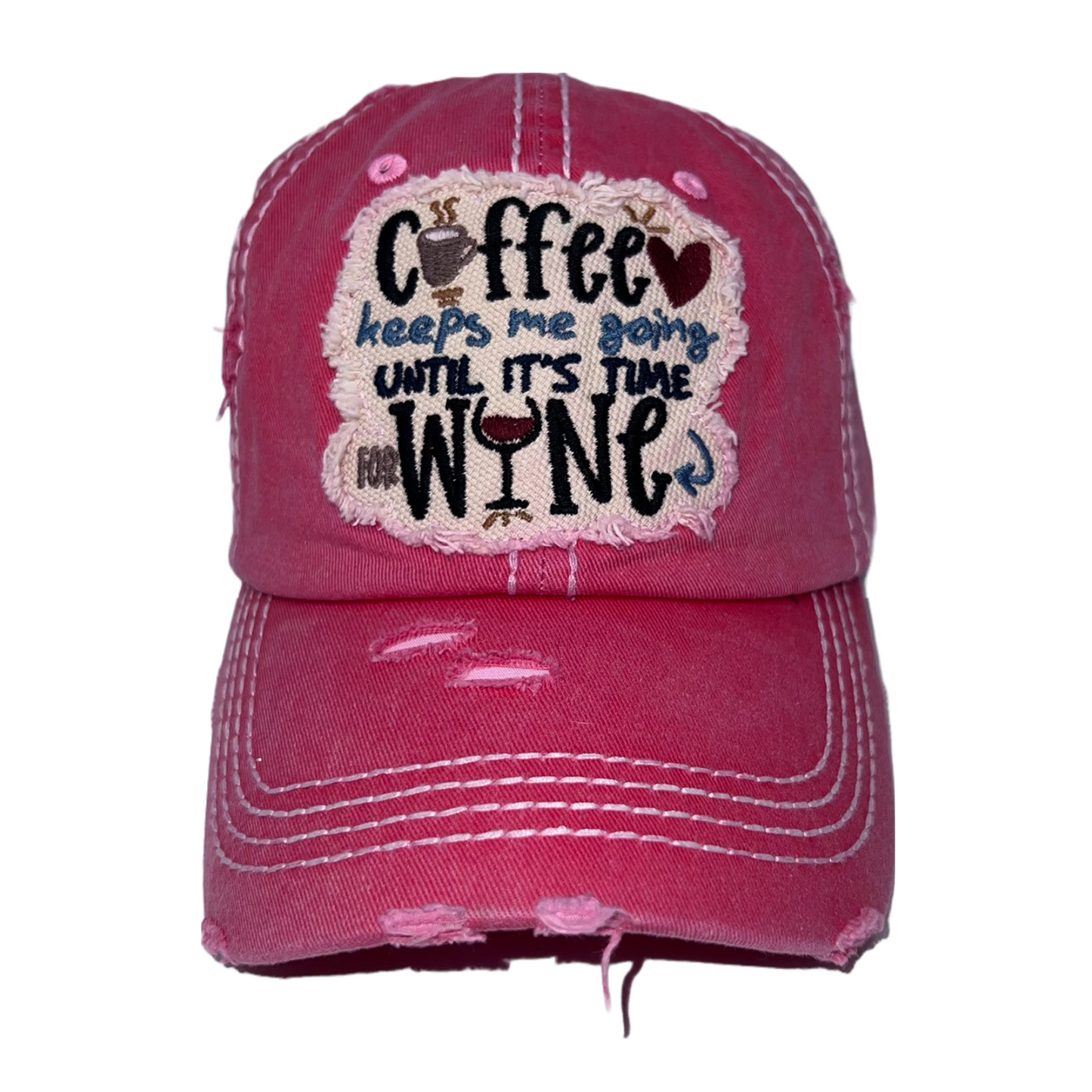 Coffee and Wine Distressed Hat and Wine Tumbler Bundle