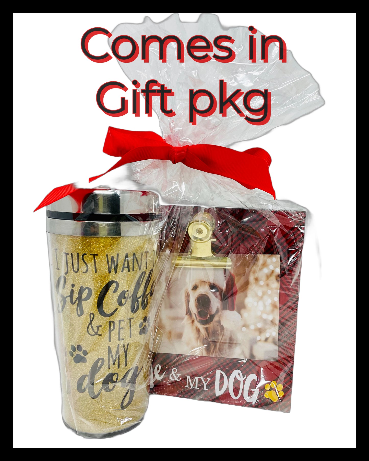 "Me and My Dog" Inspired Stainless Coffee Mug and Photo Clip Frame Gift