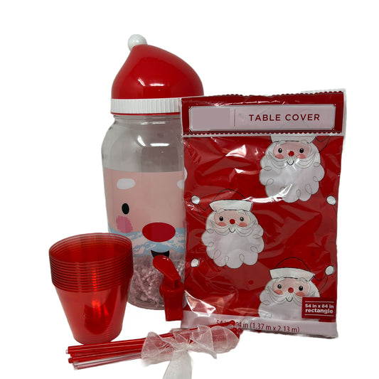 Santa Drink Dispenser and Cocktail Set with Drink Stirrers and Table Cover