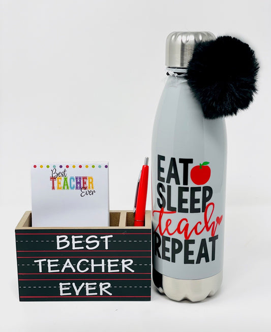 Eat SLEEP Teach Bottle tumbler with Stationery Set