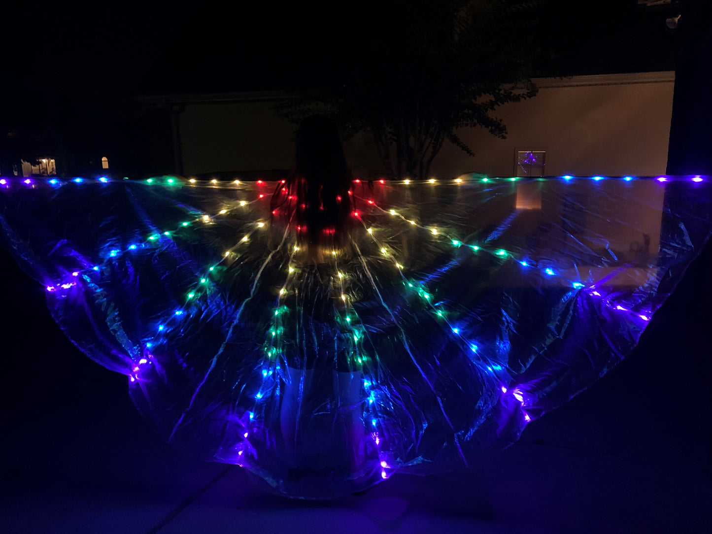 Light Up Angel Wings with Telescopic Wands, Belly Dance Wings, Festival Costume Accessory, Light Up Costumes